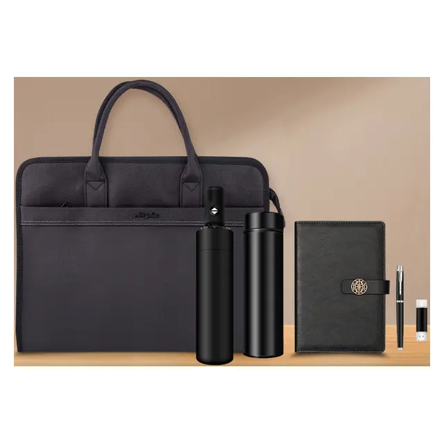 Briefcase พร้อม ร่มพับ พร้อม vacuum กระบอกน้ำเก็บอุณหภูมิ พร้อม สมุดโน้ต พร้อม ปากกา พร้อม usb gift pack