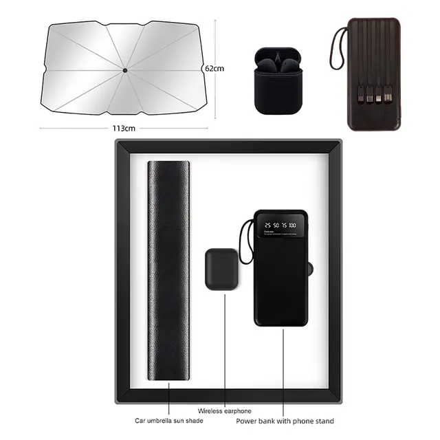 Car sunshade ร่มพับ พร้อม พาวเวอร์แบงก์ พร้อม หูฟังไร้สาย