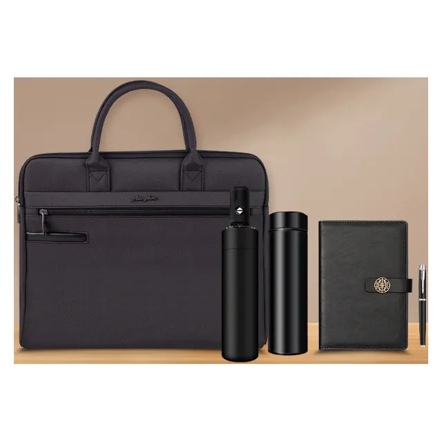 Briefcase พร้อม ร่มพับ พร้อม vacuum กระบอกน้ำเก็บอุณหภูมิ พร้อม สมุดโน้ต พร้อม ปากกา gift pack