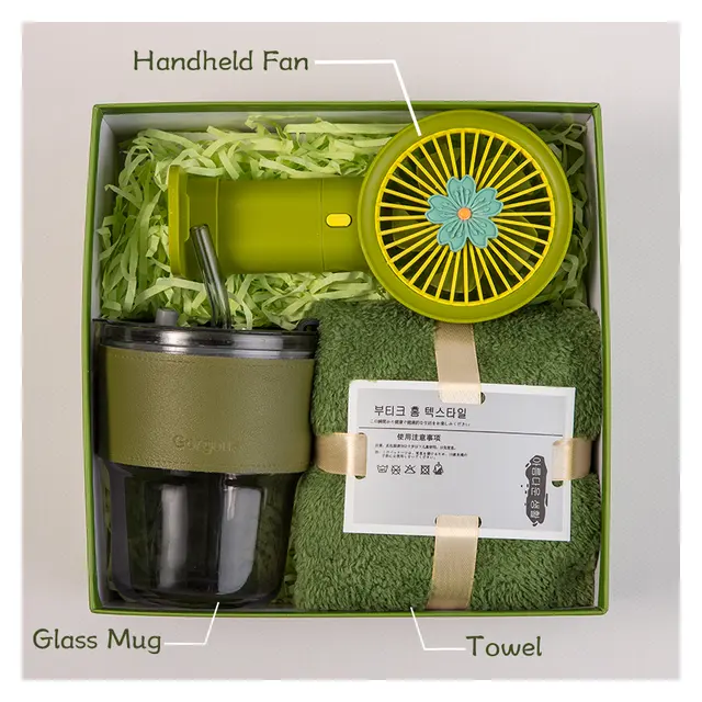 Fan พร้อม cup พร้อม towel set