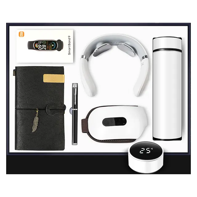 Temperature display แก้วเก็บอุณหภูมิ พร้อม Eye massage พร้อม สมาร์ตแบนด์ พร้อม Neck massage พร้อม ปากกา พร้อม A6 สมุดโน้ต
