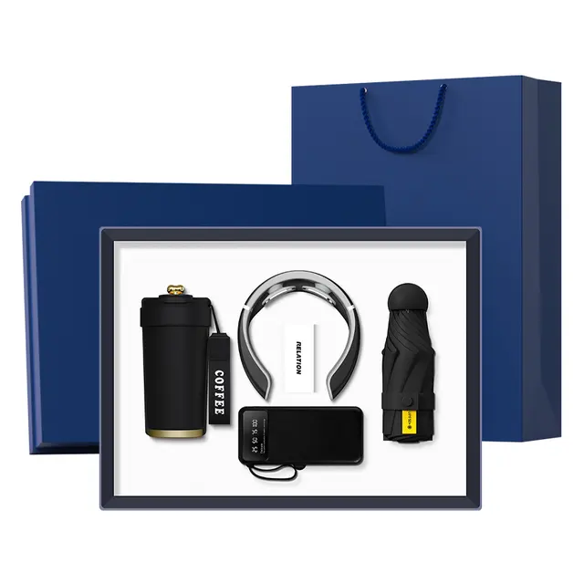 แก้วมัค พร้อม เครื่องนวดคอ พร้อม พาวเวอร์แบงก์ with phone stand พร้อม manual ร่มพับ