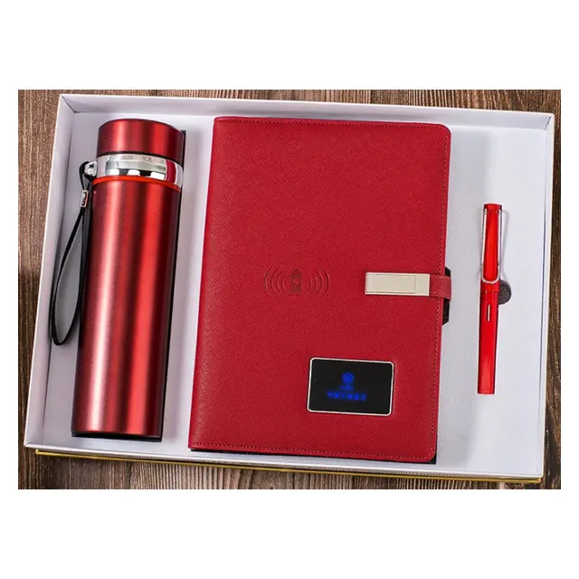 Wireless charging light up logo พาวเวอร์แบงก์ สมุดโน้ต พร้อม vacuum กระบอกน้ำเก็บอุณหภูมิ พร้อม fountain ปากกา