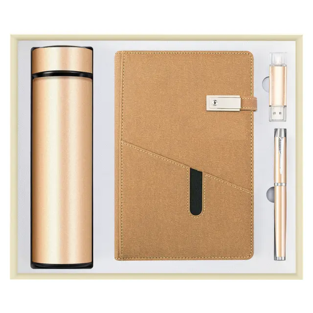 Vacuum กระบอกน้ำเก็บอุณหภูมิ พร้อม สมุดโน้ต A5 พร้อม แฟลชไดรฟ์ USB พร้อม ปากกา