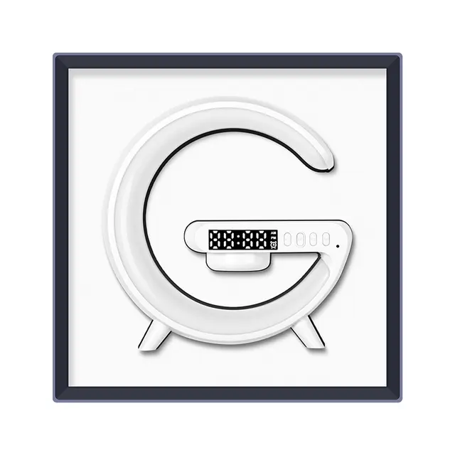 G shape แท่นชาร์จไร้สาย led lamp ลำโพง desk clock (MOQ 100 SETS)