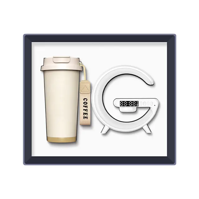 แก้วมัค พร้อม G shape แท่นชาร์จไร้สาย led lamp ลำโพง desk clock (MOQ 100 SETS)