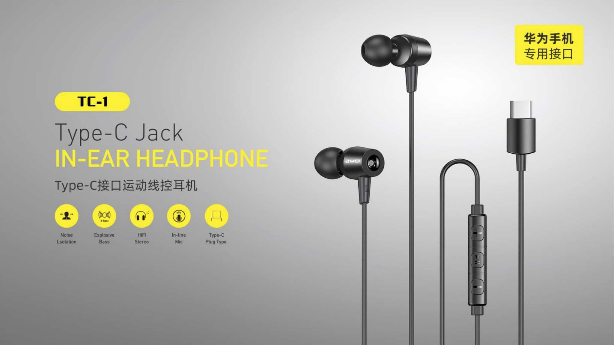 Awei Type-C Jack IN-EAR HEADPHONE TC-1