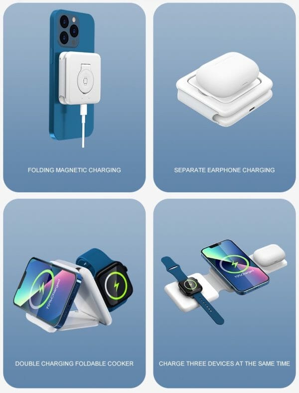 Power Bank เพาเวอร์แบงค์ไร้สาย พับได้ ความจุไฟสูง ขนาดเล็ก มีแม็กเนทในตัว ใช้งานง่าย สายชาร์จ Model : P-14 - Image 4