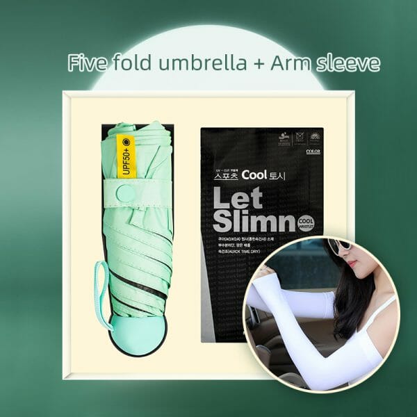 Cool arm sleeve Ice silk (ปลอกแขนกันร้อนผ้า ice silk) + ร่มพับอัตโนมัติป้องกัน UPF50 ในกล่องของขวัญพรีเมี่ยมและถุงพร้อมสกรีน : Model : TBX-1-2 - Image 4