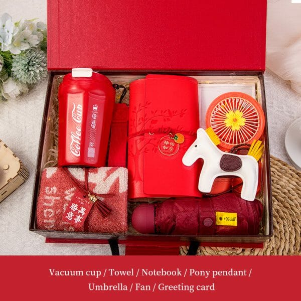 ชุด luxury gift - ขวดแก้ว ไดอารี่ พัดลมพกพา ผ้าขนหนู ร่ม พวงกุญแจหนัง(ม้า) การ์ด พร้อมสกรีนและกล่องของขวัญ  Model : TXH0404 - Image 20