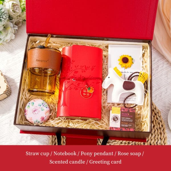 ชุด luxury gift - ขวดแก้ว ไดอารี่ พัดลมพกพา ผ้าขนหนู ร่ม พวงกุญแจหนัง(ม้า) การ์ด พร้อมสกรีนและกล่องของขวัญ  Model : TXH0404 - Image 7