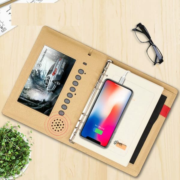 Video Notebook Power Bank สมุดไดอารี่อัจฉริยะ ชาร์จมือถือแบบไร้สาย เล่นไฟล์ VDO  ได้ Model : TNP07