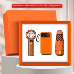 ชุดของขวัญพรีเมี่ยม 3 in 1 พัดลมพกพา + พาวเวอร์แบงค์ + ร่มพับ 6 ตอน Model : TFS16-3