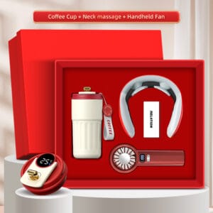 ชุดของขวัญพรีเมี่ยมแก้วเก็บอุณหภูมิ + เครื่องนวดคอ + พัดลมพกพา Model : TFS19-3