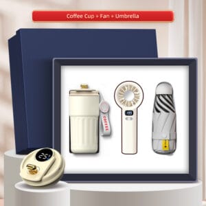 ชุดของขวัญพรีเมี่ยมแก้วเก็บอุณหภูมิ + พัดลมพกพา + ร่มพับขนาดเล็ก Model : TFS20-3